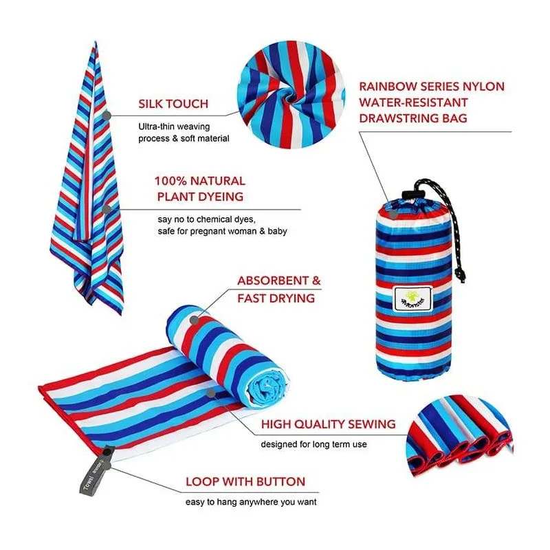 4Monster - Quick Dry Beach Towel Sand Free Rainbow - C