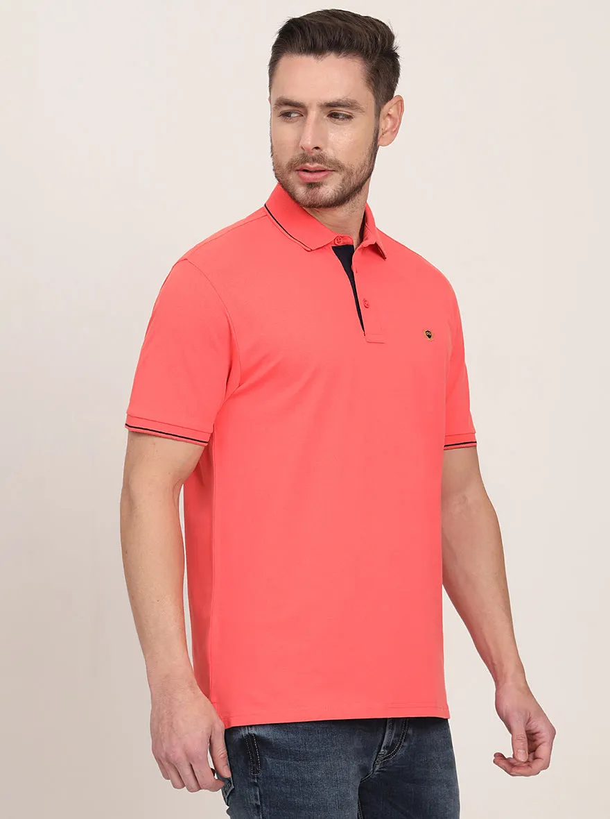 Charcoal Grey Solid Slim Fit Polo T-Shirt | JadeBlue