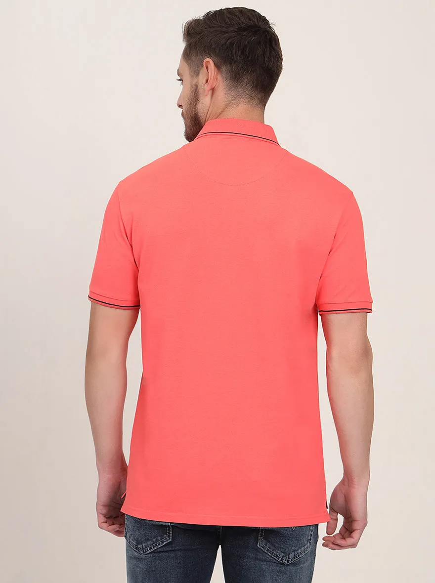 Charcoal Grey Solid Slim Fit Polo T-Shirt | JadeBlue