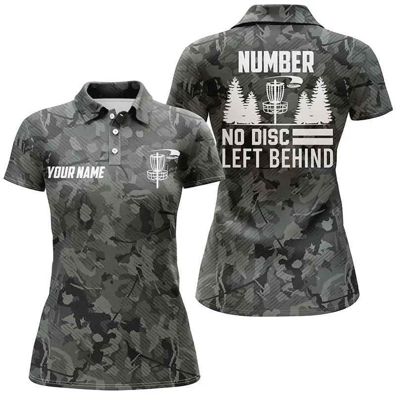Custom Name And Number Retro Grey Camo Disc Golf - Personalized Women Polo