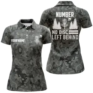 Custom Name And Number Retro Grey Camo Disc Golf - Personalized Women Polo