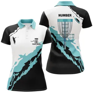 Custom Name And Number Turquoise Disc Golf - Personalized Women Polo