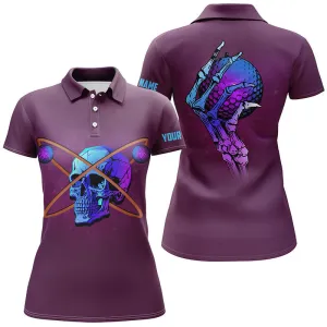 Custom Name Artistic Skull Golf - Personalized Women Polo