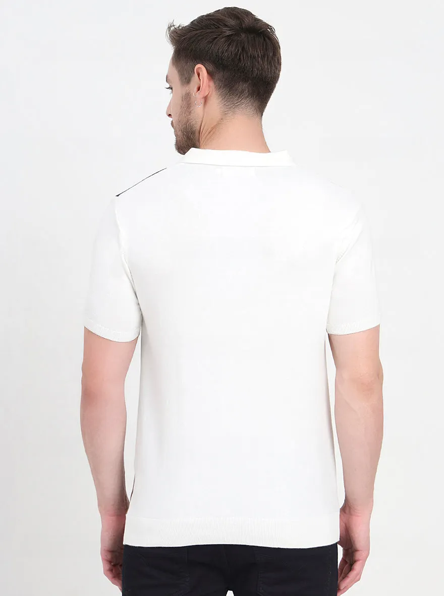 Ecru Mealnge & Brown Striped Slim Fit Polo T-Shirt | JadeBlue