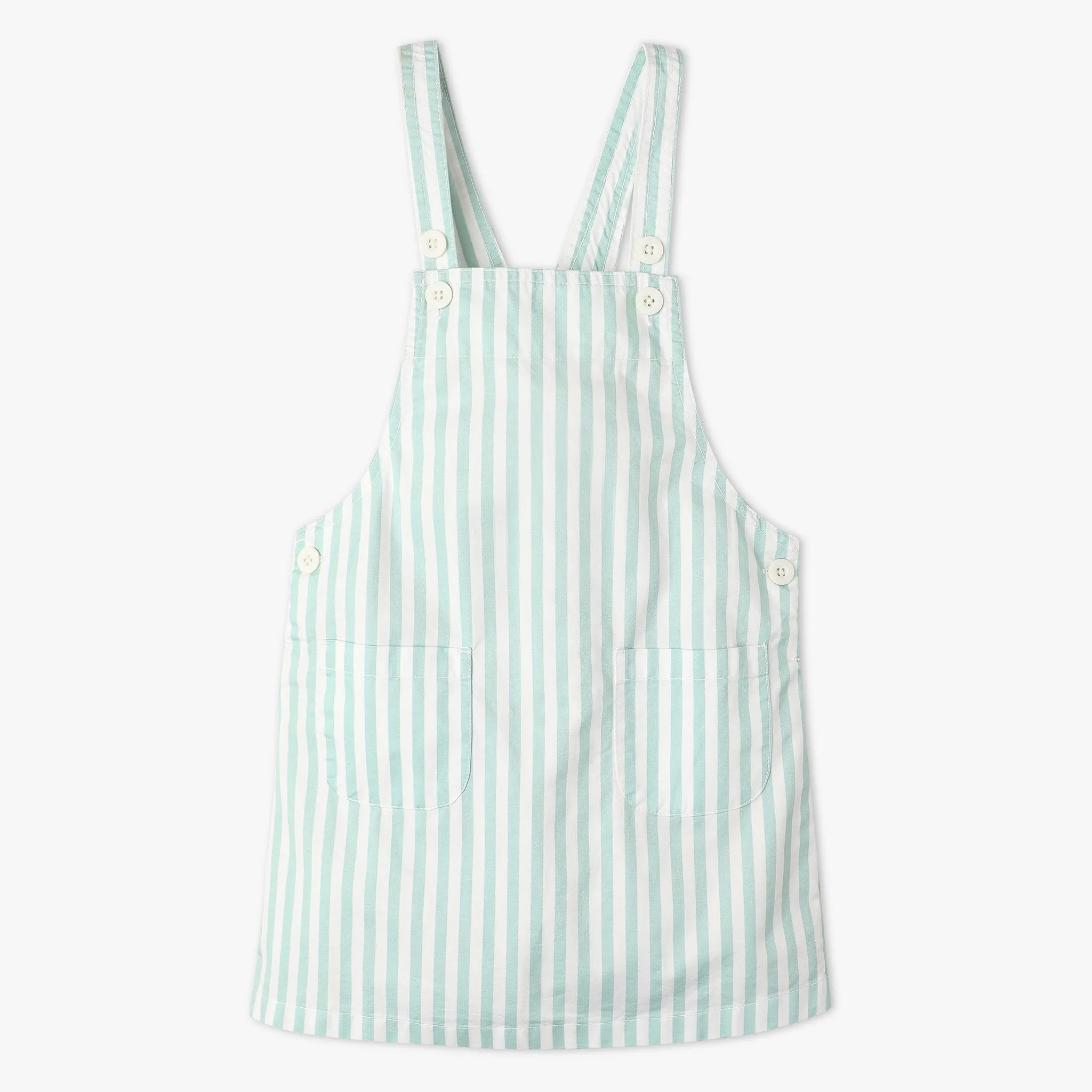 Girls Square Neck Above Knee Strip Strap Dress