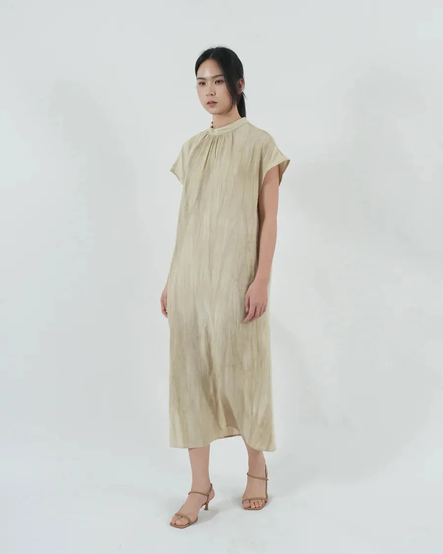 HIGH NECK GATHERED DRESS