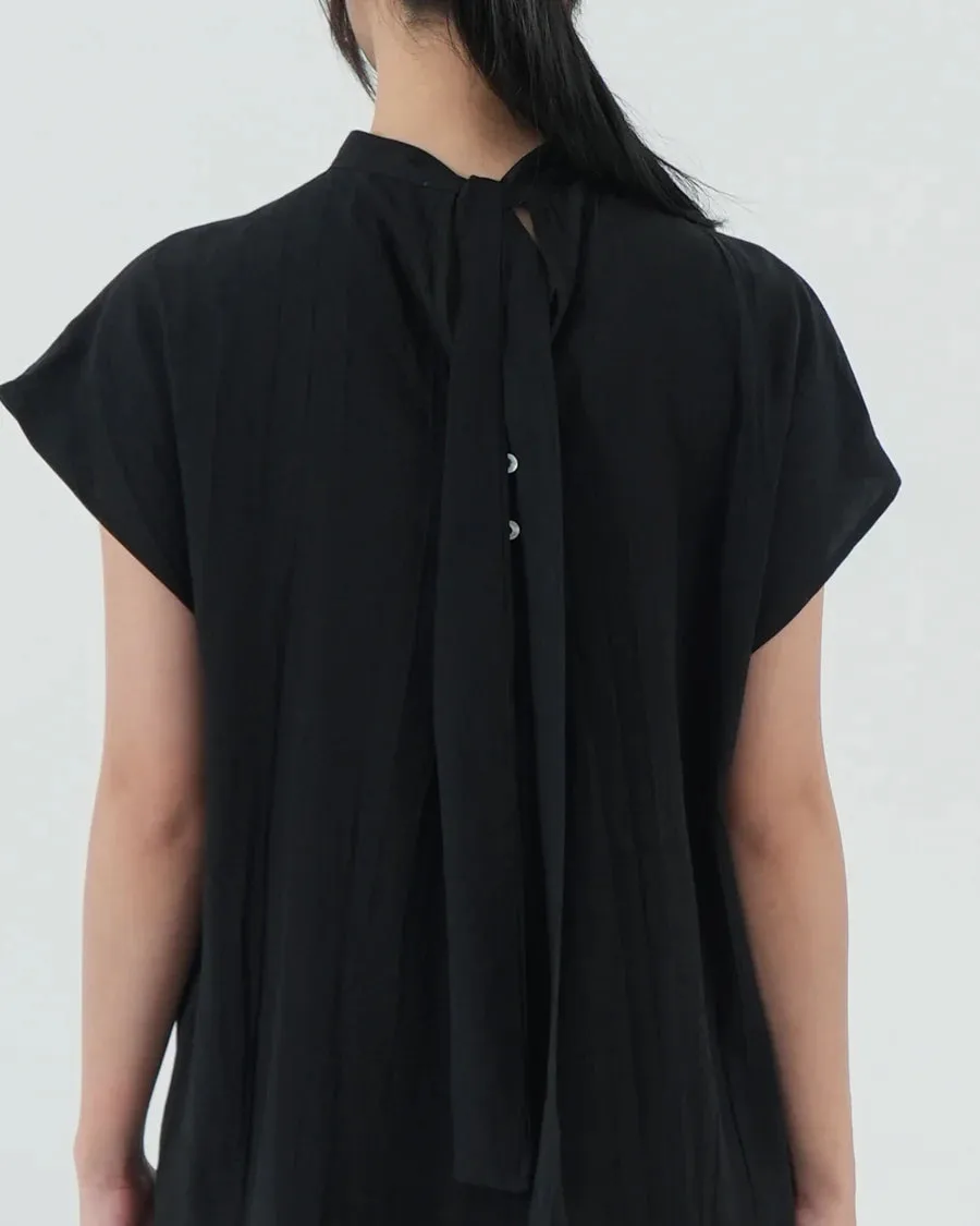 HIGH NECK GATHERED DRESS