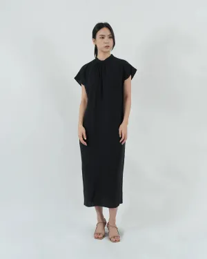 HIGH NECK GATHERED DRESS
