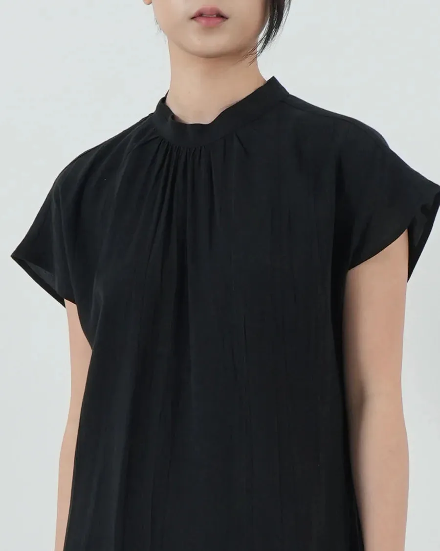 HIGH NECK GATHERED DRESS