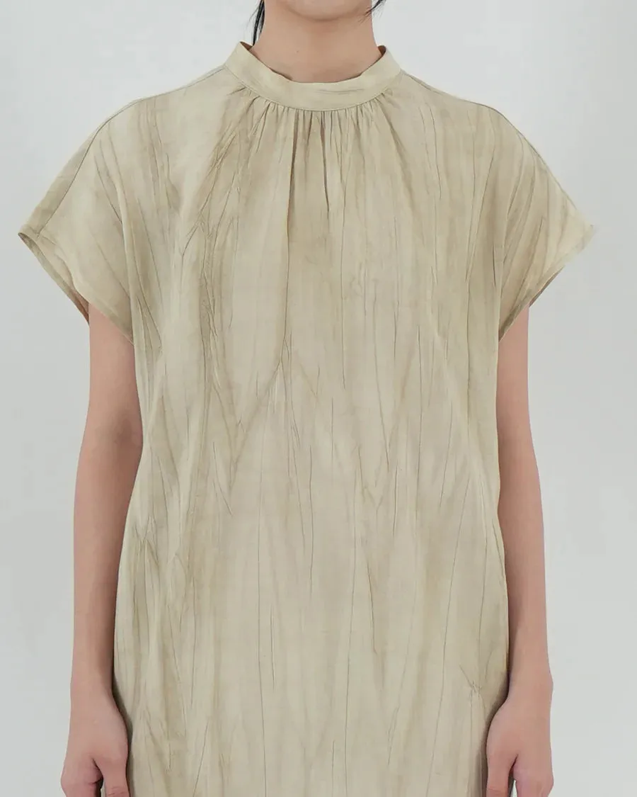 HIGH NECK GATHERED DRESS
