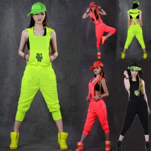 Hip Hop Dance Costume performance wear women romper playsuit loose overalls harem jazz jumpsuit one piece Pants