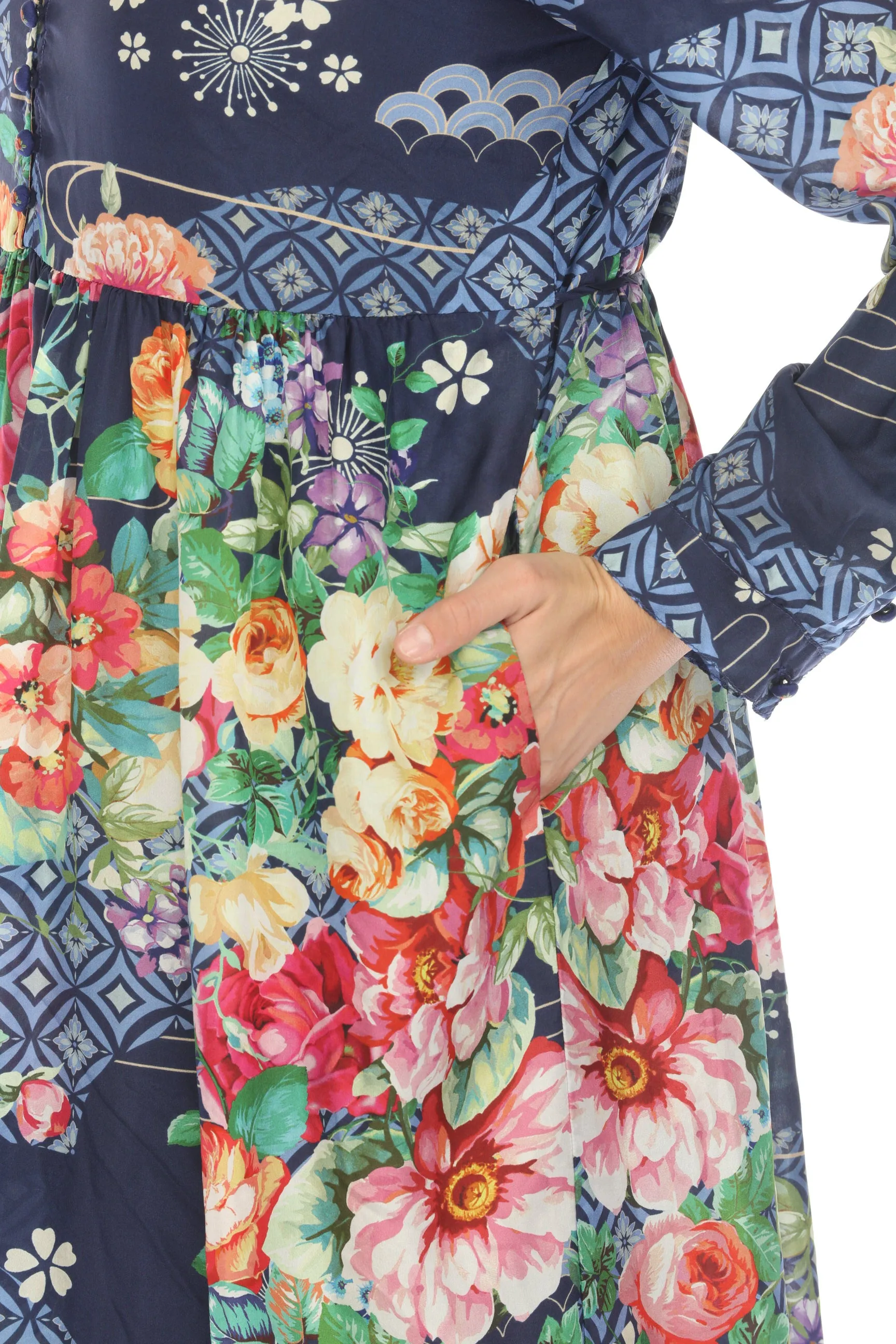 Johnny Was Fanny Thula Silk Floral Slip Dress Boho Chic C32824A2