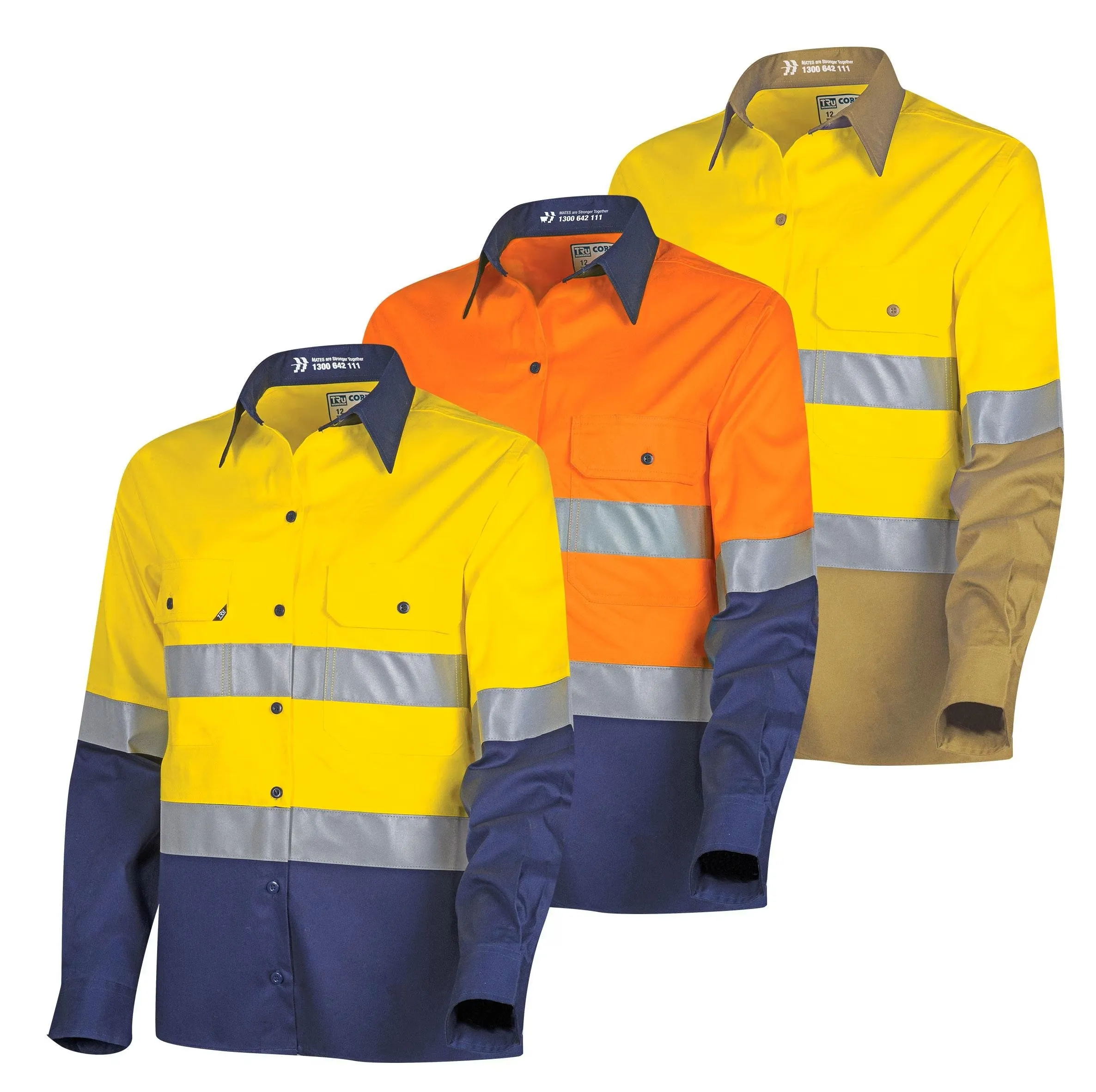 Lightweight Womens Hi-Vis Shirt with Reflective Tape  Orange/ Navy