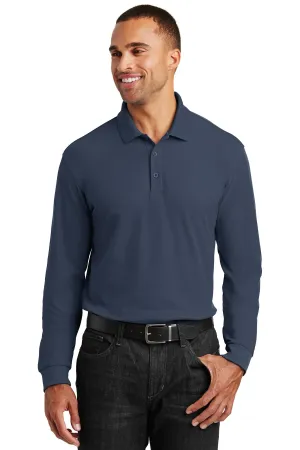 Port Authority Long Sleeve Core Classic Pique Polo. K100LS River Blue Navy
