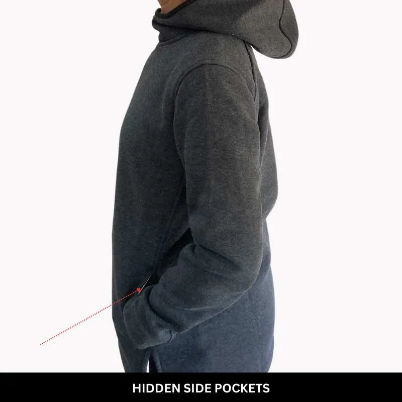 Port United Stock Cotton Fleece Hoodie Dark Grey Marle