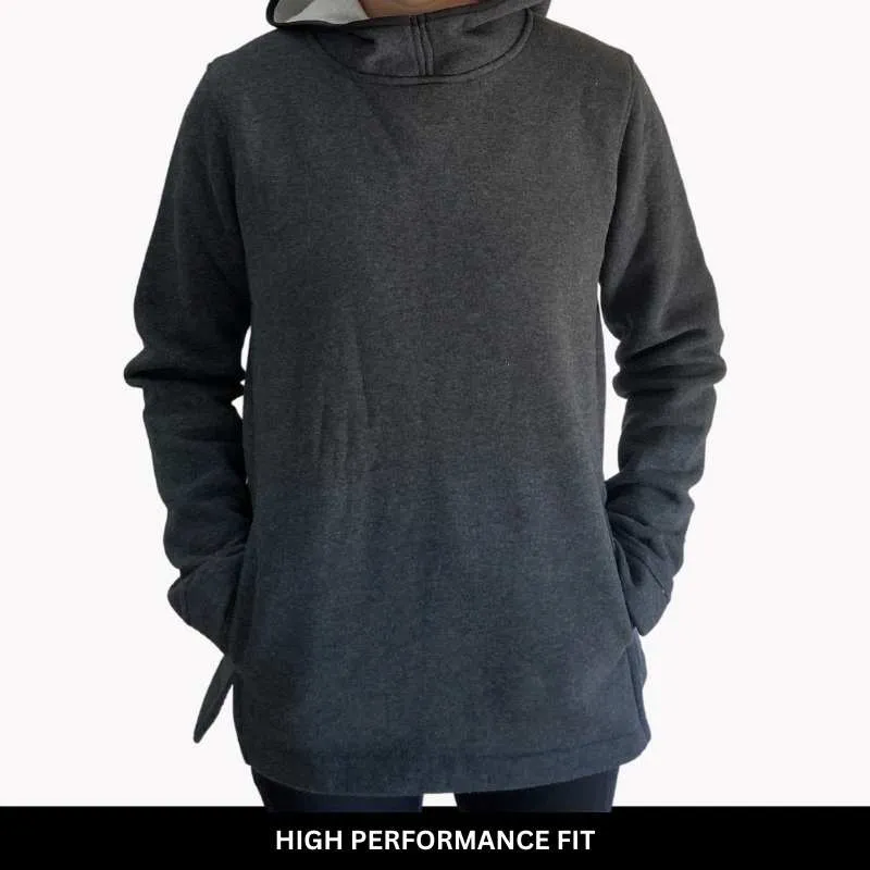 Port United Stock Cotton Fleece Hoodie Dark Grey Marle