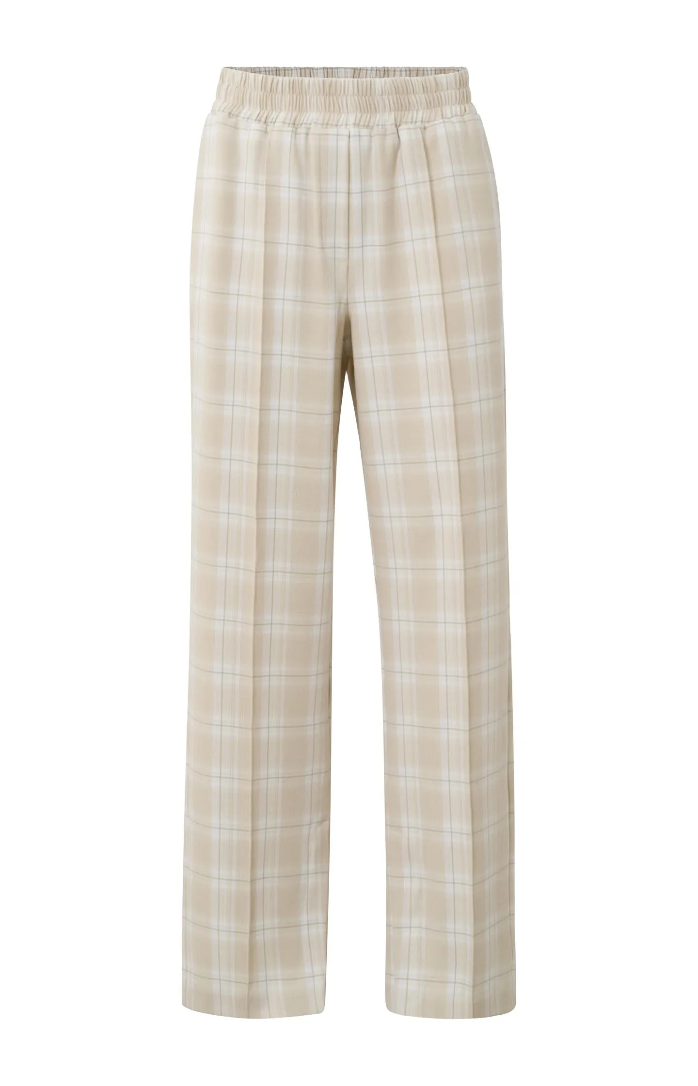 Soft wide leg trousers with side pockets and check print