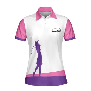 Swing Swear Look For Ball Repeat Golf White And Pink - Women Polo
