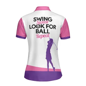 Swing Swear Look For Ball Repeat Golf White And Pink - Women Polo