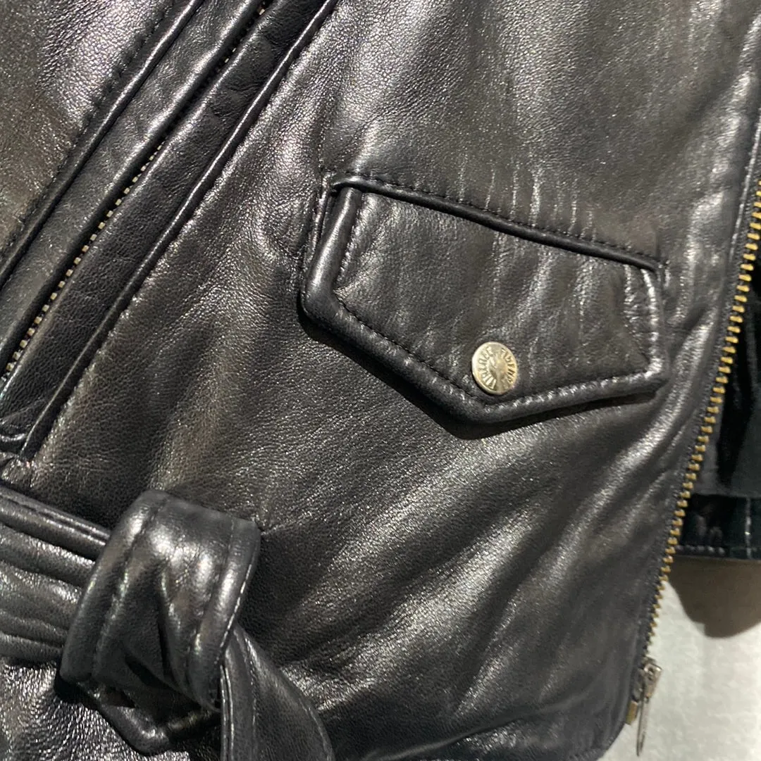Vintage: Firenze Santa Barbara Black Leather Moto Vest